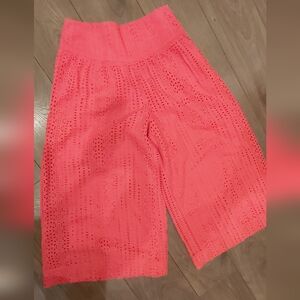 Anthropologie eyelet orange capri